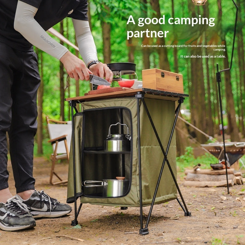Aluminum Folding Camp Table with Storage Cabinet
