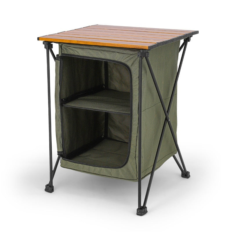 Aluminum Folding Camp Table with Storage Cabinet