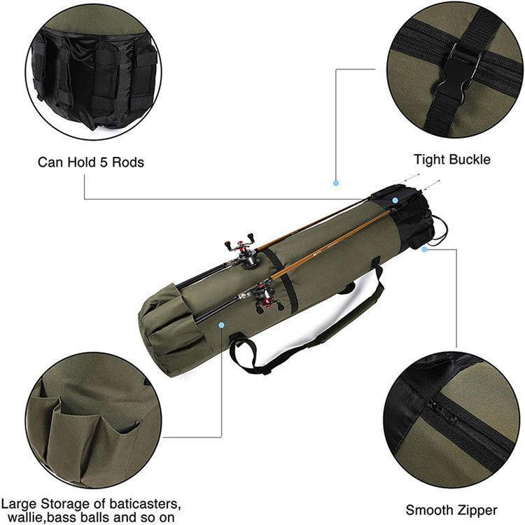 Fishing Rod Storage Bag - Waterproof Cylinder Tackle Organizer