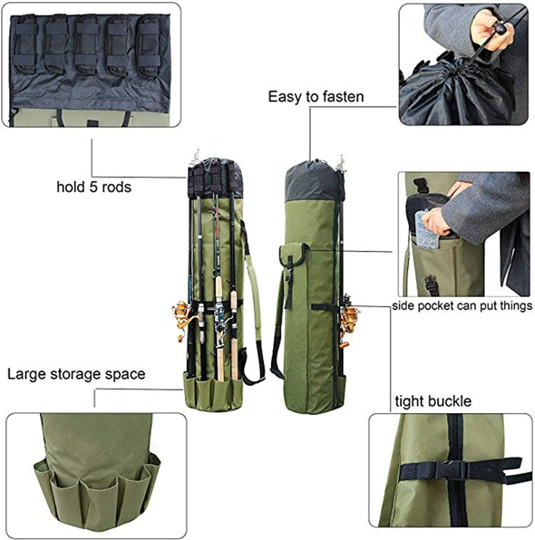 Fishing Rod Storage Bag - Waterproof Cylinder Tackle Organizer