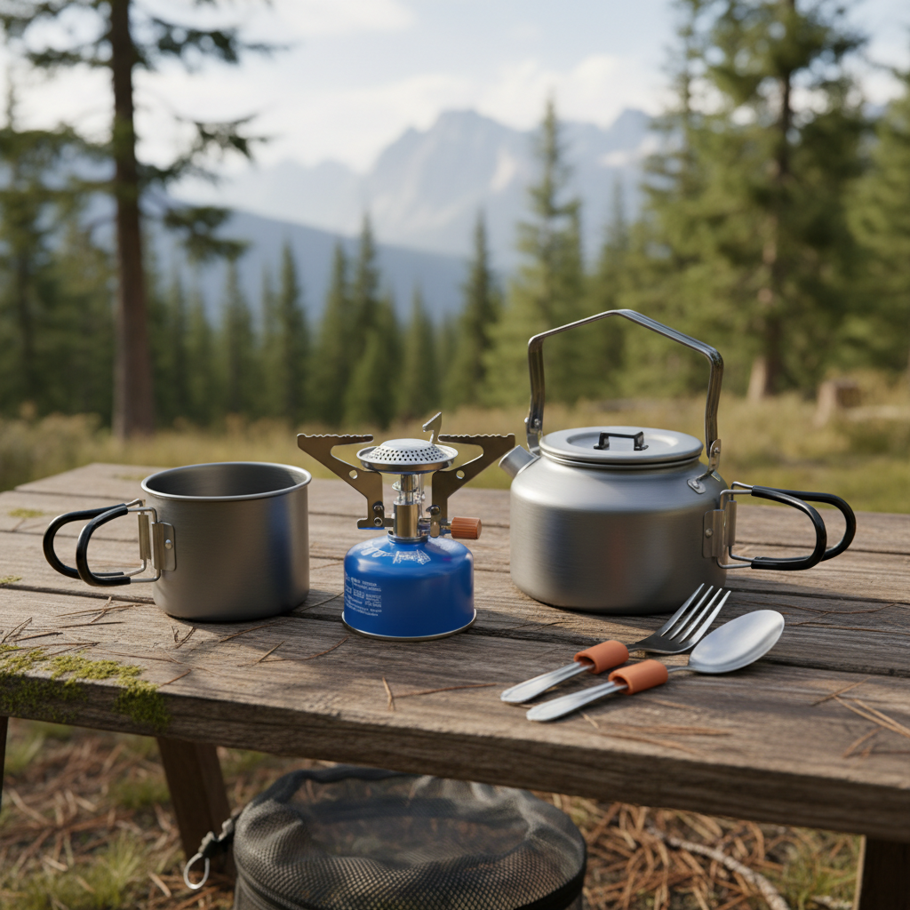 Portable Camping Stove & Kettle Set - Outdoor Cooking System
